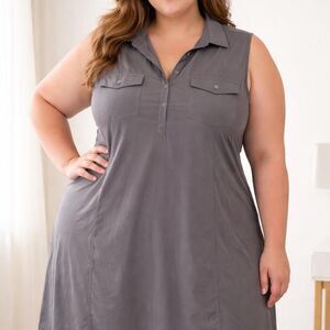 Eddie Bauer Grey Dress 2XL Gorpcore Utility Athleisure Zip Pockets Outdoor Tank